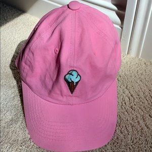 pink cap with ice cream as logo